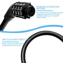 Bike Lock Cable Resettable Cable Lock - Self Coiling 4 Digit Combination Bike Lock