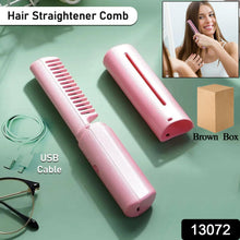 Rechargeable Mini Hair Straightener, Travel Portable USB Charging Cordless Hair Straightener Bursh, Three Temperature Adjustments Flat Iron Comb (1 Pc)